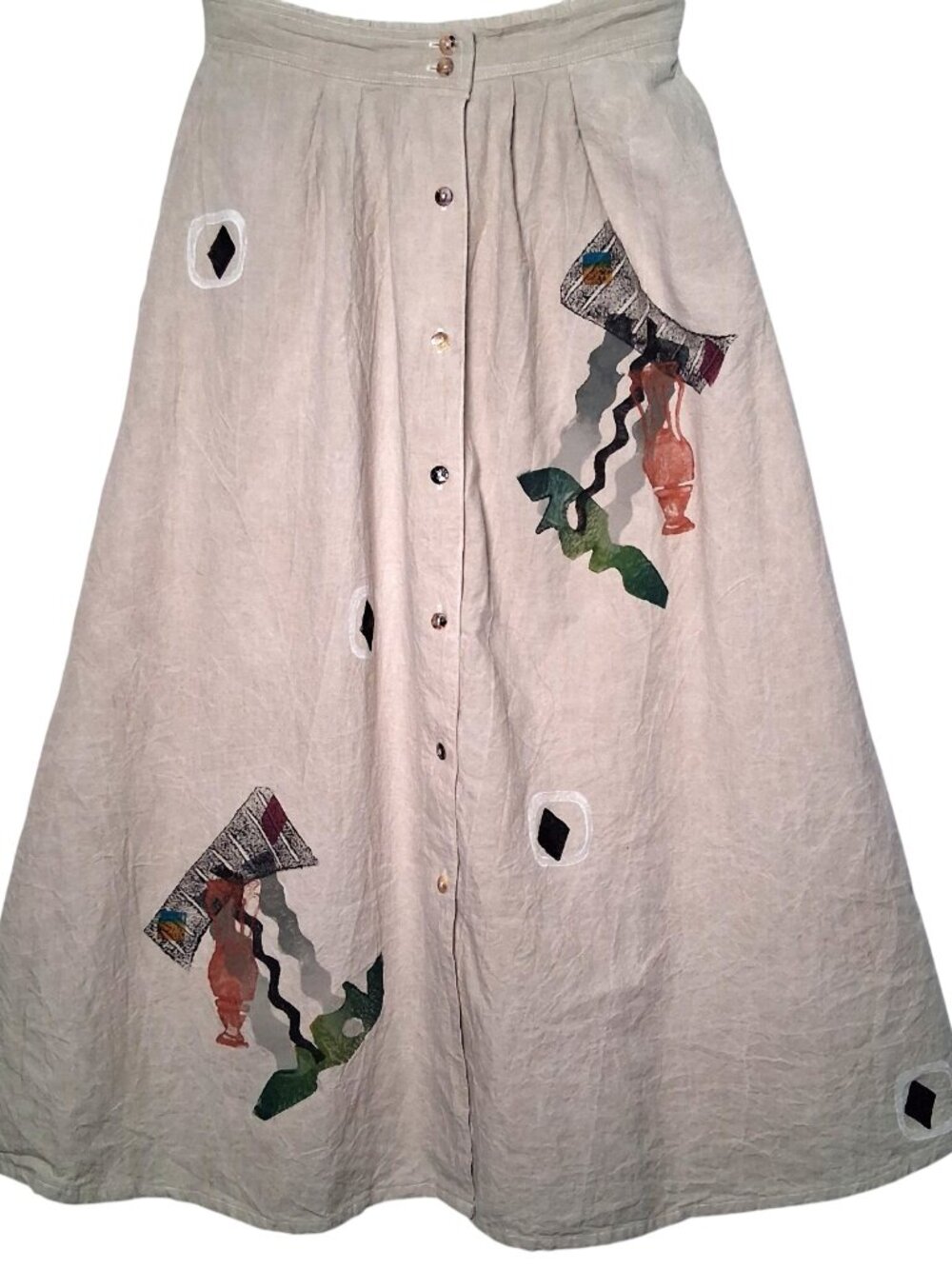Play Alegre Skirt S Natural Hand Painted Wearable Art To Wear Lagenlook Artsy